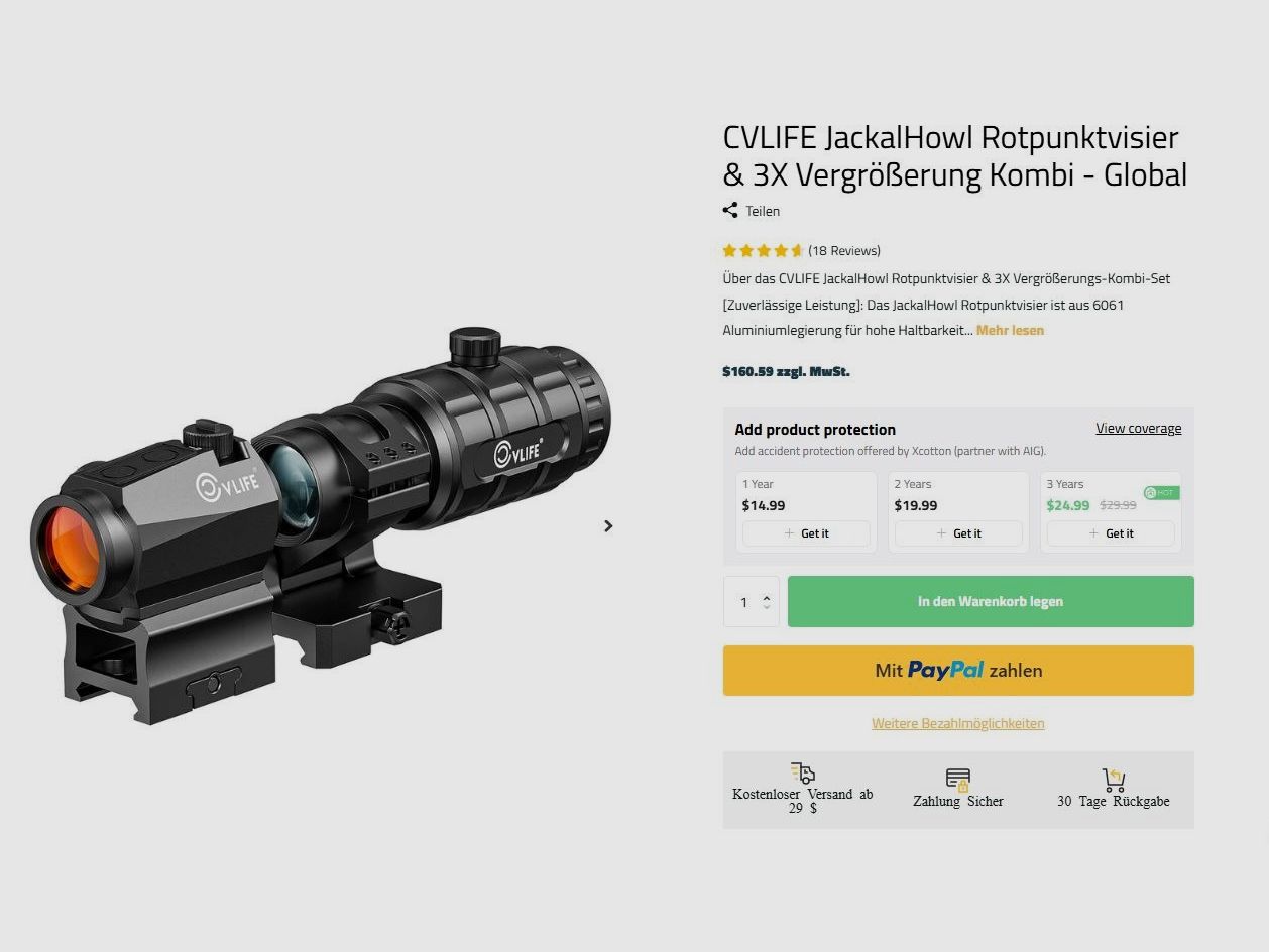 CVLIFE Jackal Howl Rotpunktvisier & 3X Vergrößerungskombination Neuware/Garantie