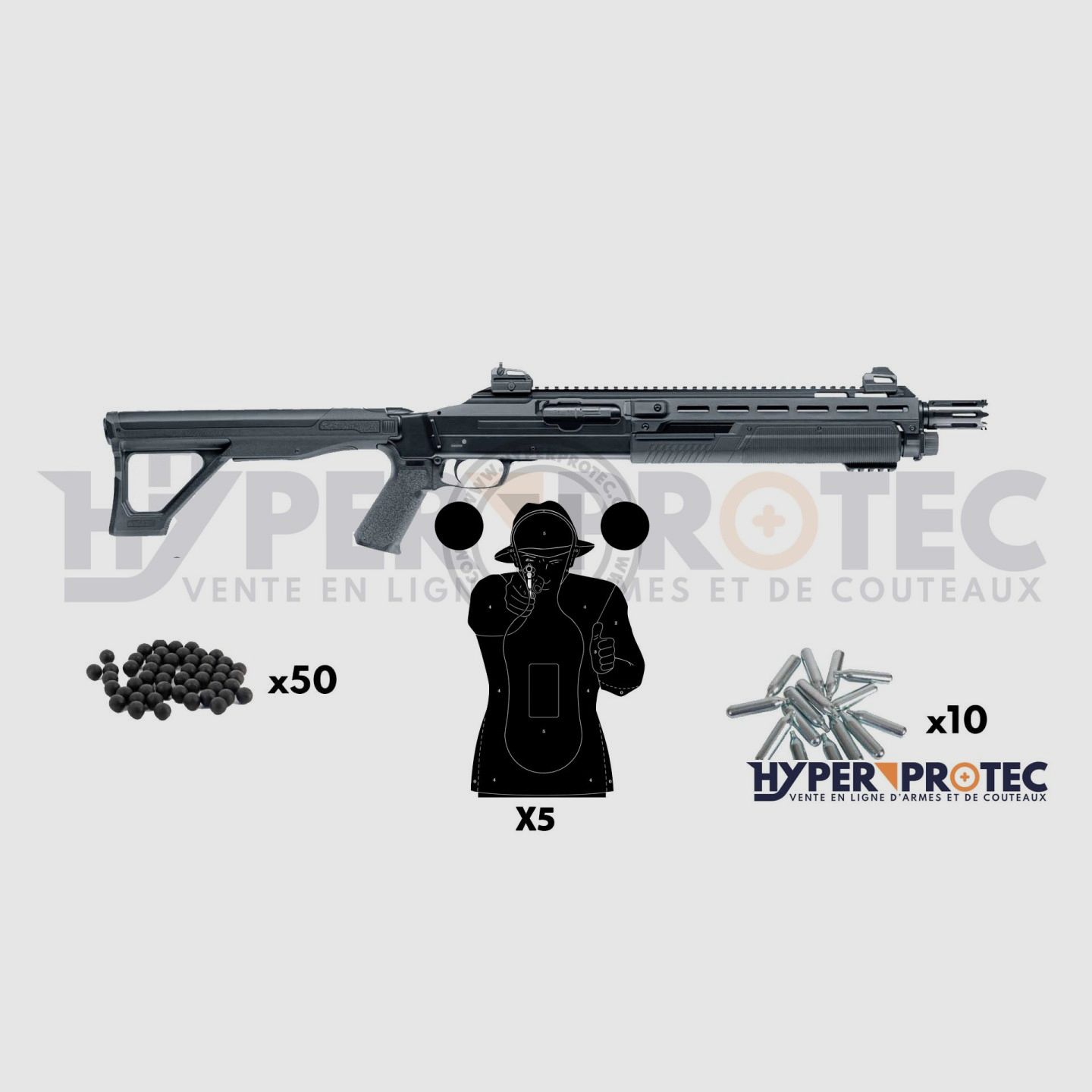 Pack de escopeta de corredera con bolas de goma T4E HDX 68