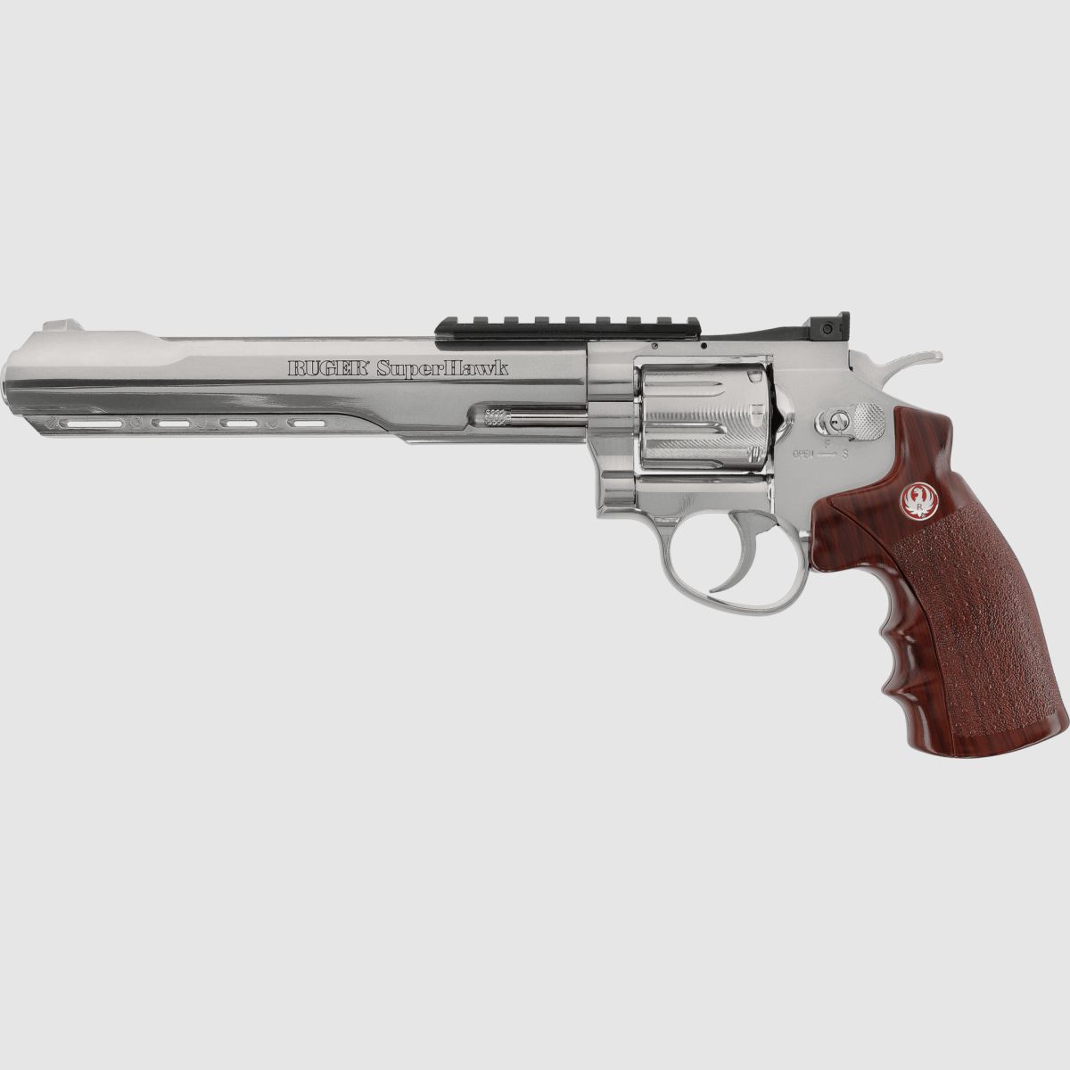 Ruger 8 Inch SuperHawk Chrom Full Metal Co2 Airsoft Revolver-F-