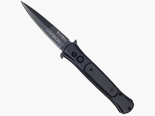 Springmesser BlackField Carbon einseitig geschliffene Klinge Dolch-förmig