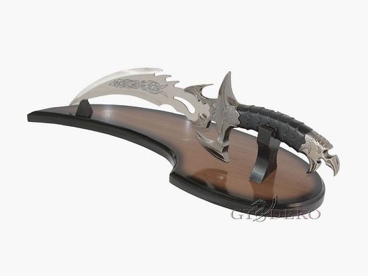 Coltello da combattimento fantasy con display in legno