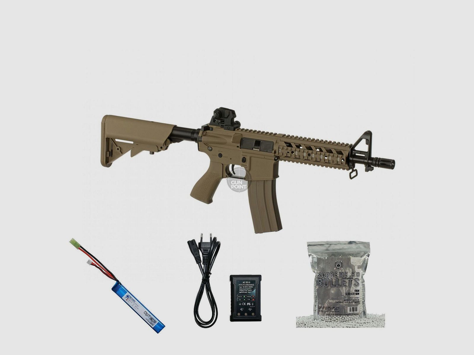 SET !!! Airsoft - Geweer - G & G M4 CM16 Raider - vanaf 14, onder 0,5 Joule Desert