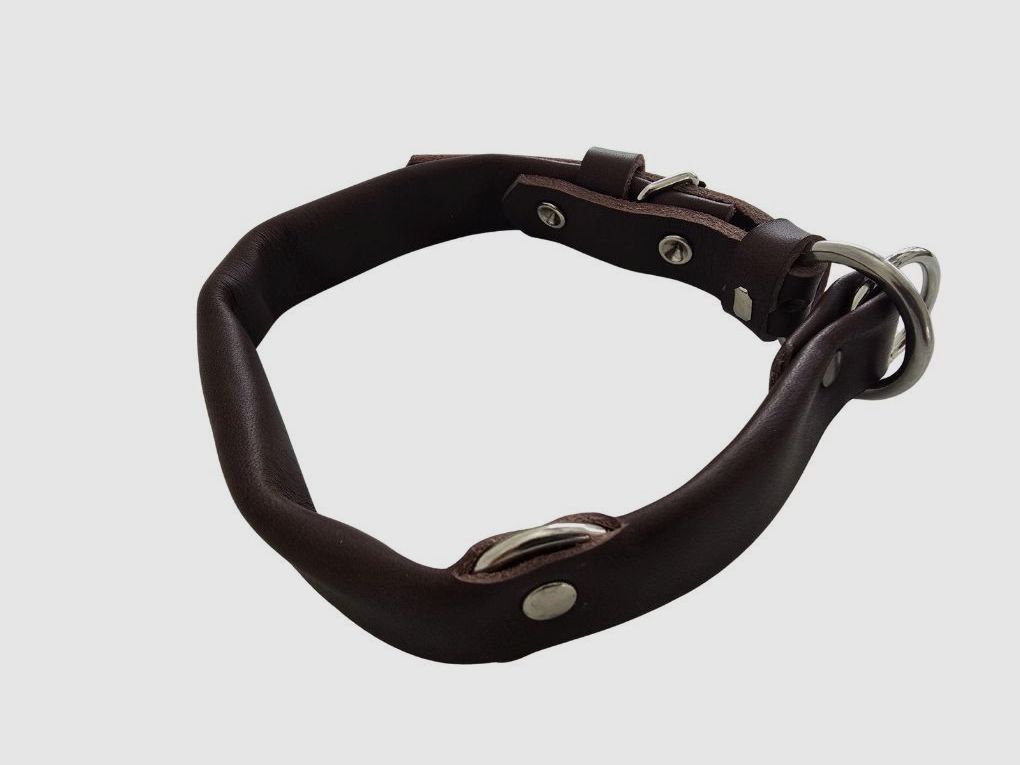 EDELSPORT Hundehalsung Leder Gelegt Braun, Bild 2 von 2