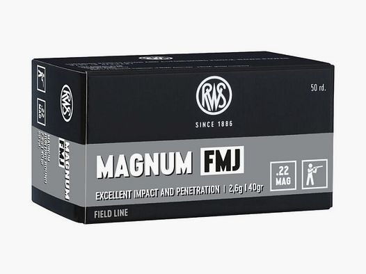 RWS .22 MAGNUM FMJ - 50 cartuchos