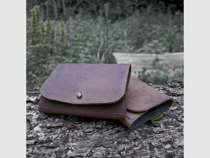 Forest owl combination rifle nubuck leather cartridge case