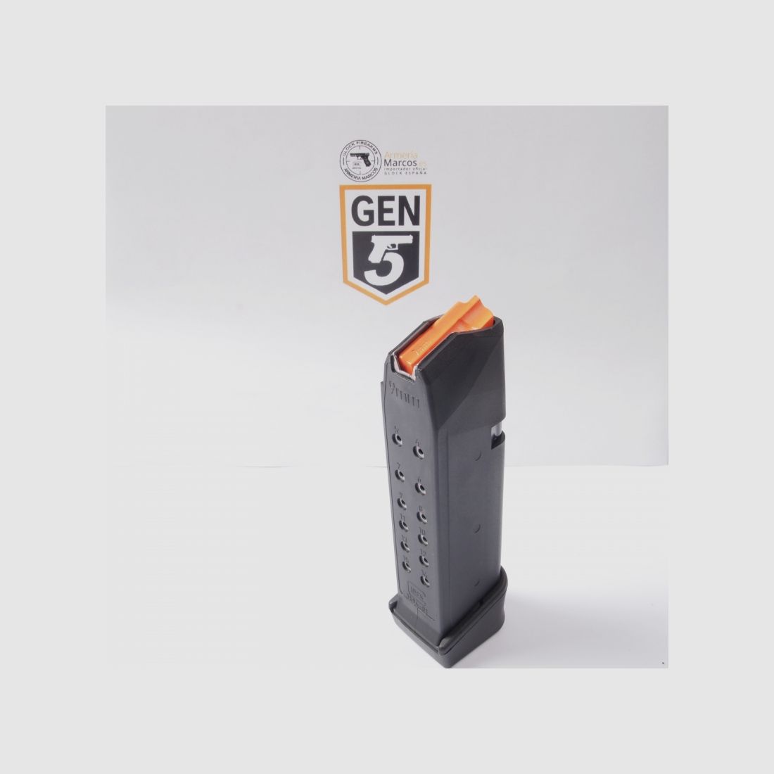Magazin Glock 19+2 mit orangefarbener Auflage, Bild 2 von 3