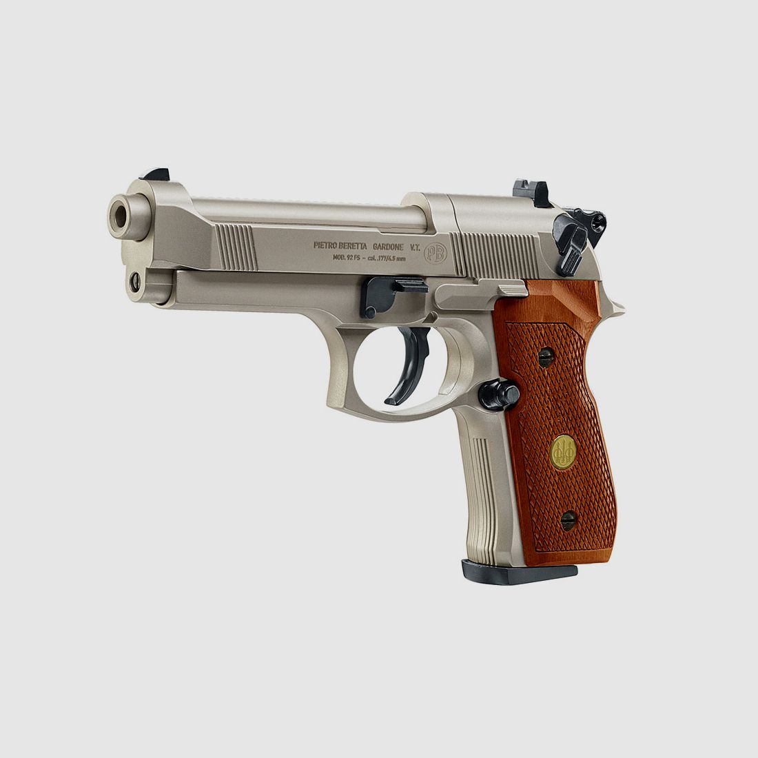 CO2 Pistole Beretta M 92 FS nickel Holzgriffschalen Kaliber 4,5 mm (P18)