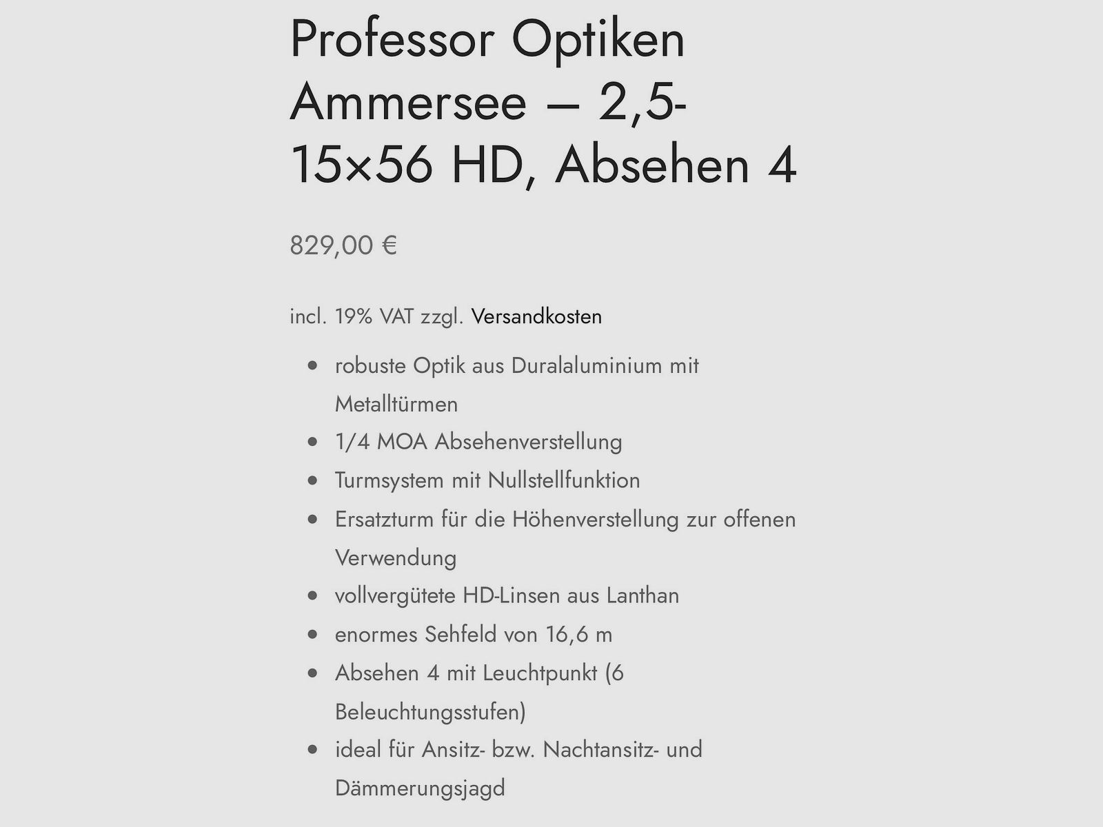 Professor Optiken Ammersee 2,5-15x56 Zielfernrohr
