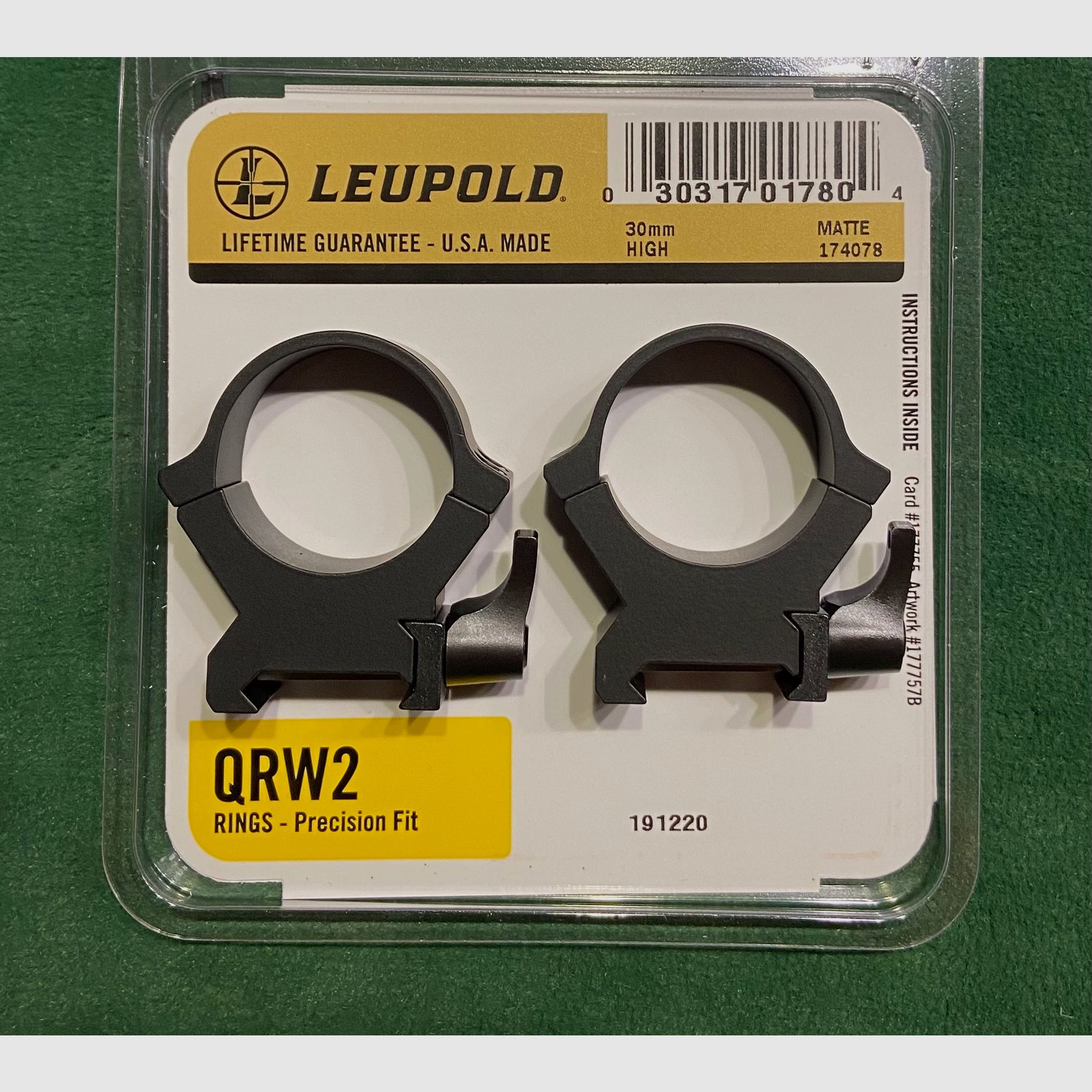 Leupold QRW2 Weaver RINGE 30mm High (H=12,18mm) mit Spannhebel, Stahl, Matt
