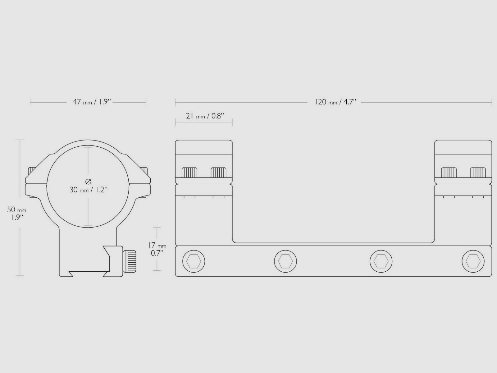 HAWKE 22111 montaggio ad anello alto da 30 mm per supporto per cannocchiale su guida da 9-11 mm