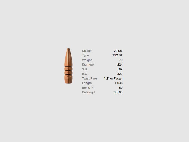 Barnes Geschoss .22/.224 70GR TSX BT 50 Stück