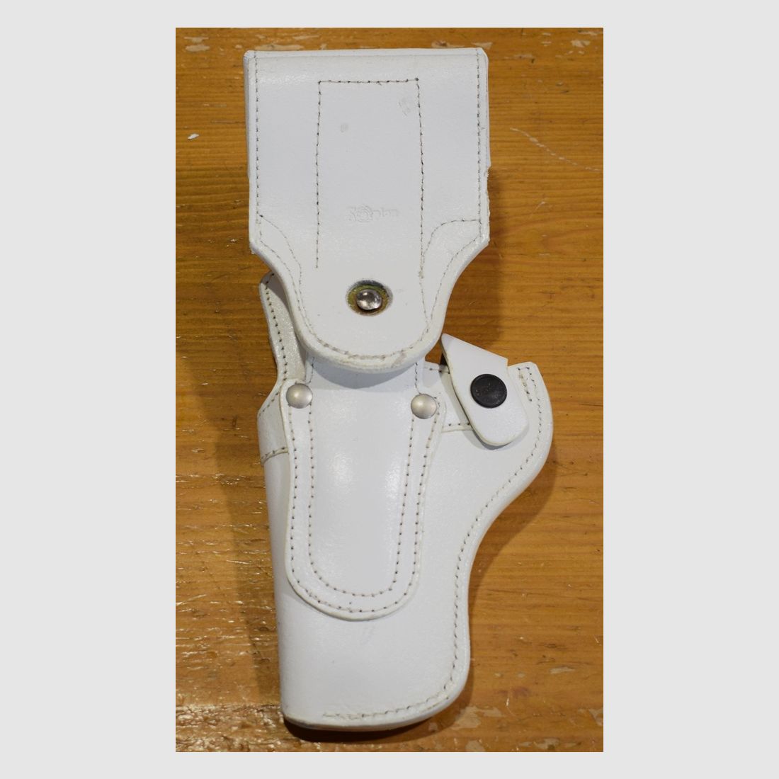 Rechts-Hand-Holster aus Leder für Revolver Manurhin F1 mit 3 Zoll Lauf und Patronengürtel Weiß, Bild 2 von 2
