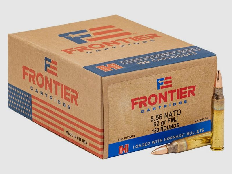 5.56×45 Nato Hornady Frontier FMJ 62grs. 150 Stk.