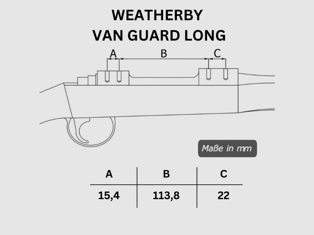 Rifle Doc Picatinny Weaver STAHL Schiene für WEATHERBY VAN GUARD LA (Long Action)