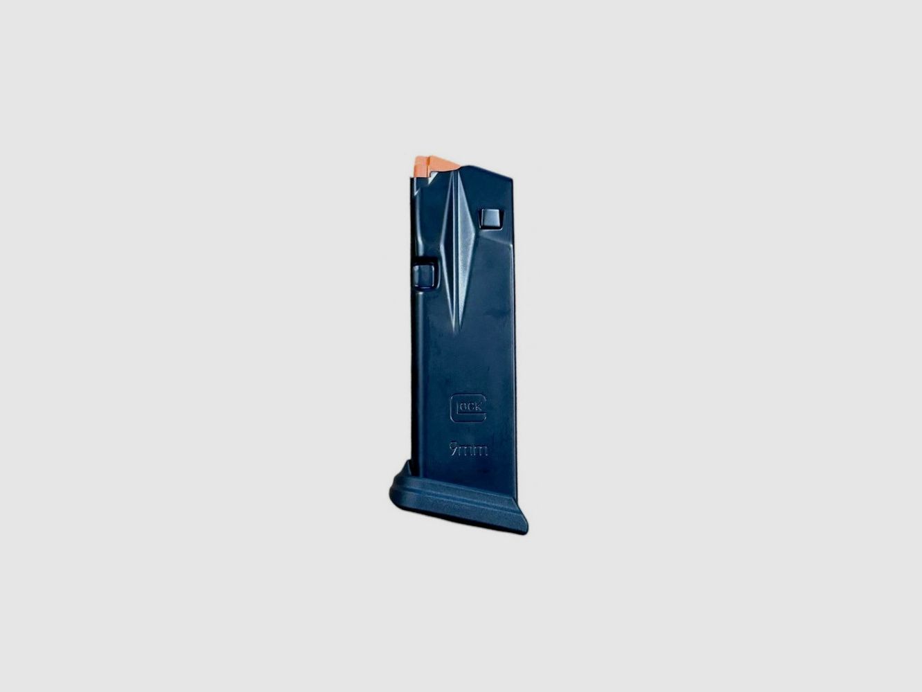 GLOCK 43X 15 Schuss Metallmagazin mit orangefarbenem Aufsatz, Bild 1 von 3