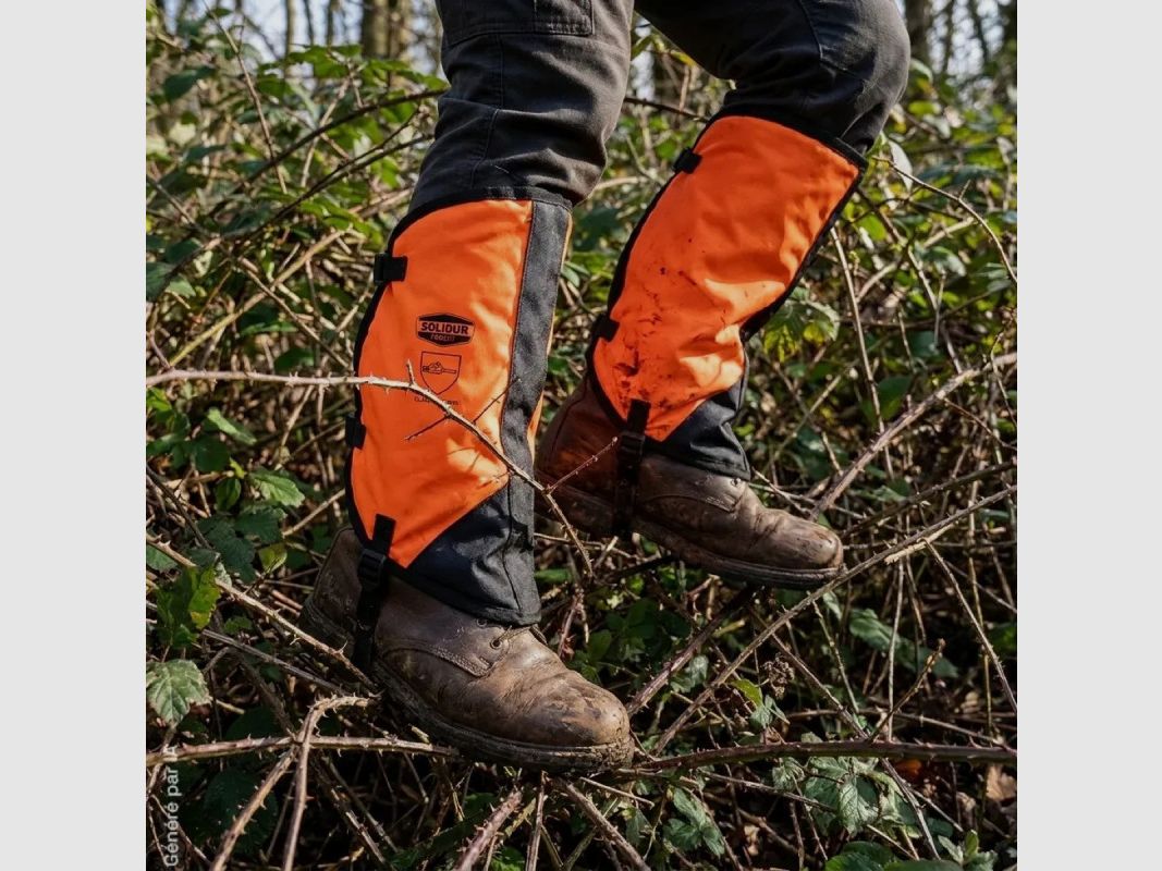 Solidur Gaiters oranje kettingzaag klasse 1 met drie riemen, afbeelding 4 van 4