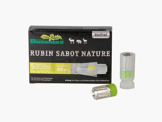 12/70 Flintenlaufpatrone Rubin Sabot 19,0g 5S - Brenneke