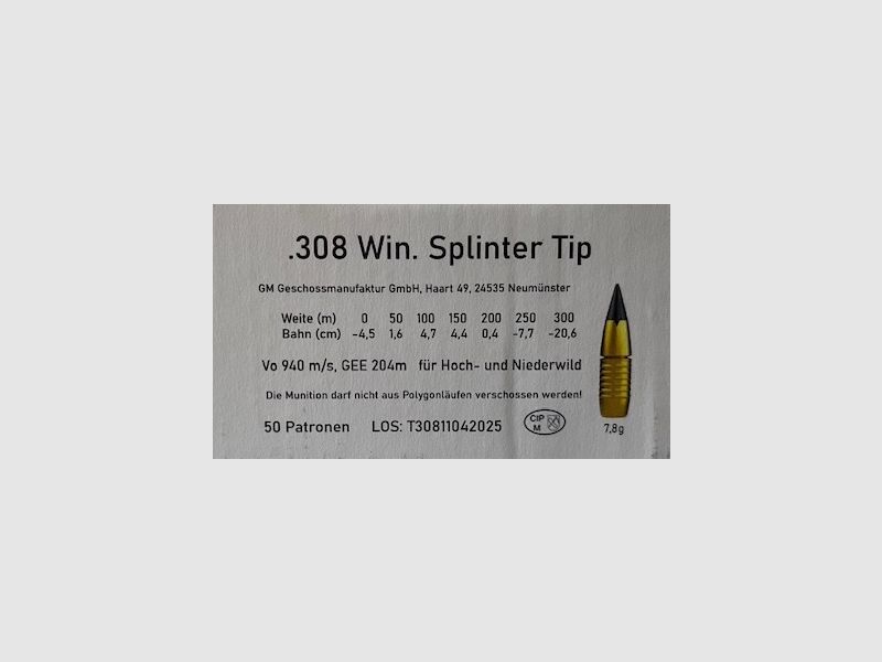 Geschoss Manufaktur Splinter Tip .308 Win. 