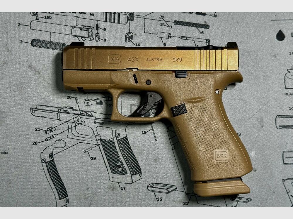 Glock 43X Coyote MOS (available for immediate delivery and including 15 round magazines) 9mm Luger