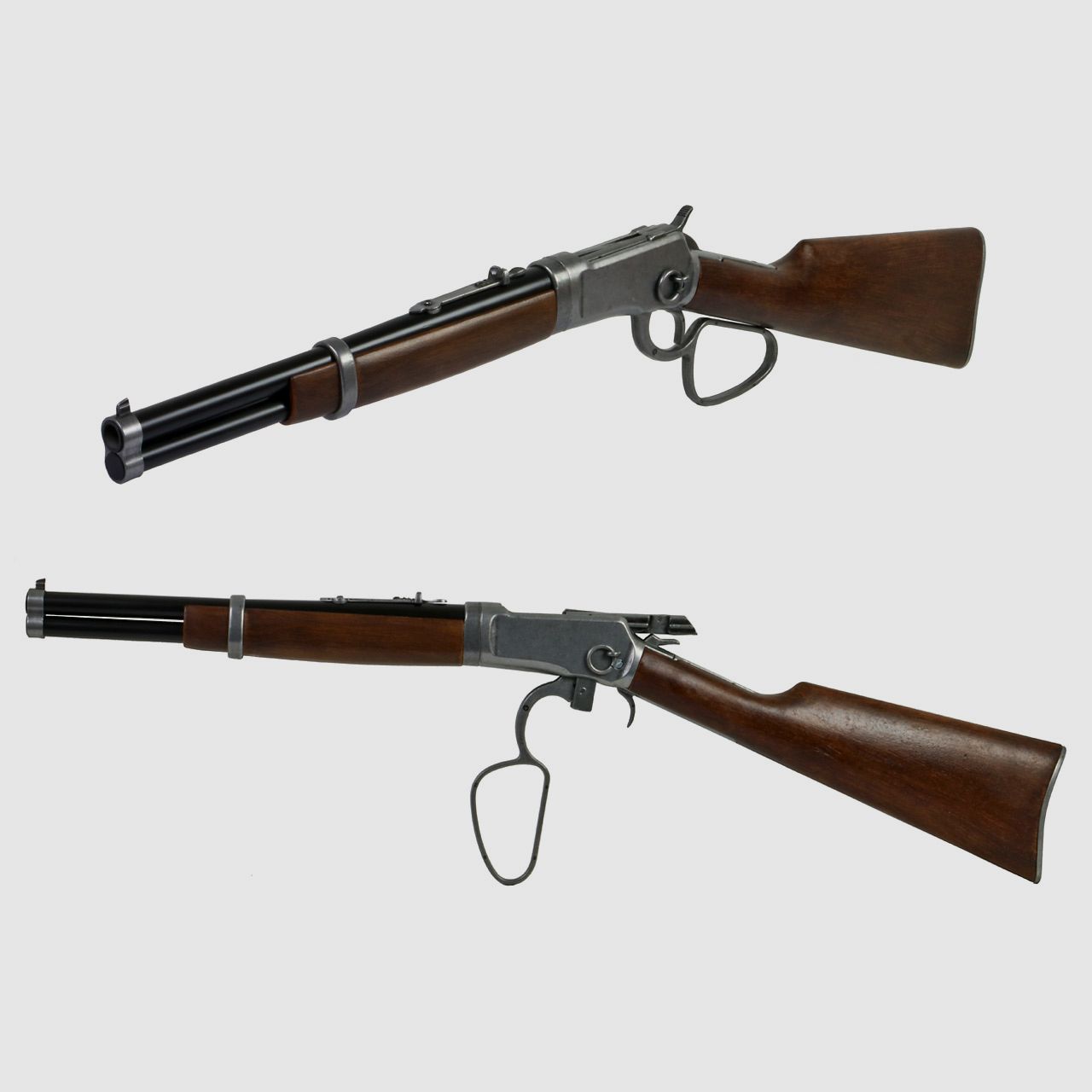 Deko Westerngewehr Kolser Winchester Mod. 92 Carbine USA 1892 realistisches Repetieren mit HĂĽlsenauswurf LĂ¤nge 82 cm altgrau