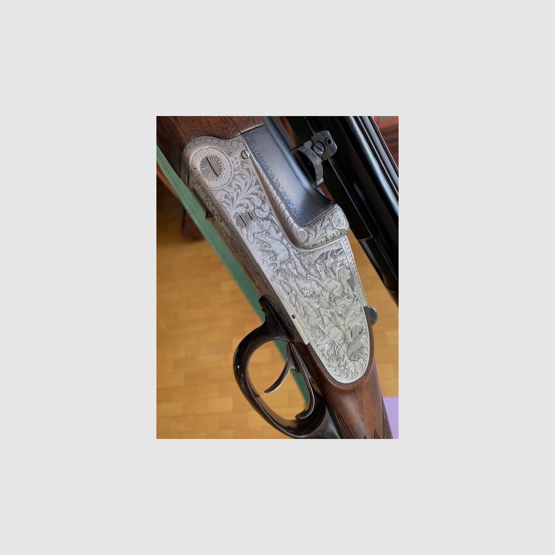 Krieghoff Ulm Modelo Ulm Cerrojo lateral Holland & Holland escopeta de doble cañón con cañón intercambiable 6,5x57R 20/76 Magnum 16/70 16/70 en maletín en excelente estado BBF BDF