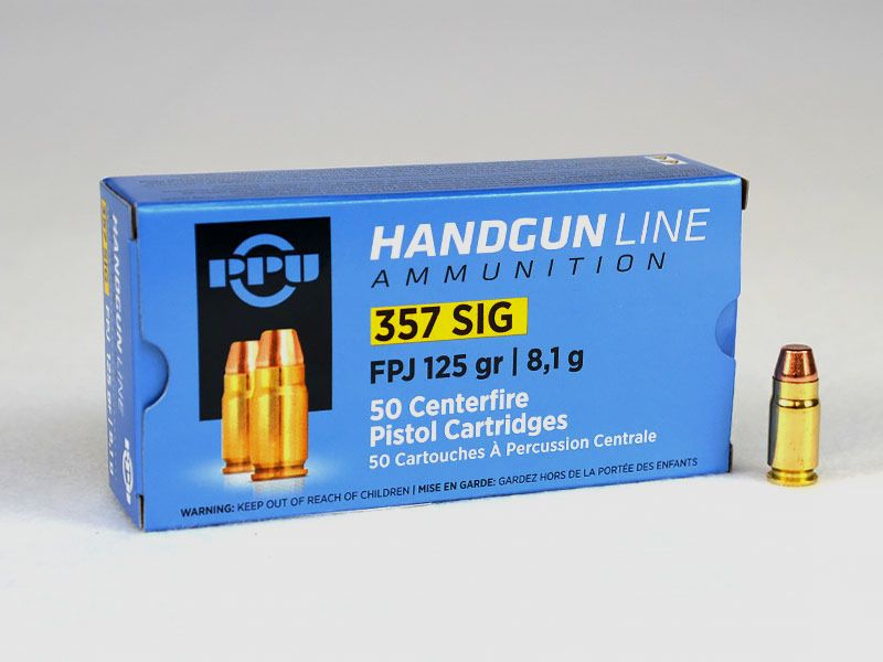 PPU .357 SIG, FMJ 125 grs 1 Pack (50 rounds at €0.596 each)