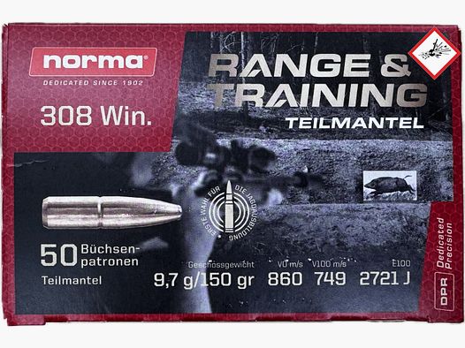Norma cartridge SP cal. .308 Win 9.7 g / 150 grs