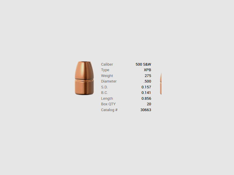 Barnes Geschoss .500 S&W/.500 275GR XPB Pistol FB 20 Stück, Bild 1 von 2