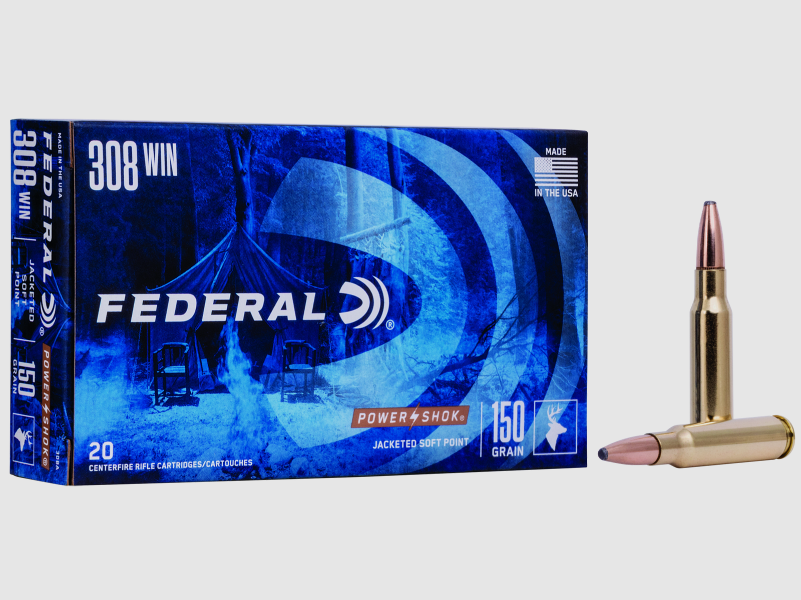 Federal Rifle Ammunition .308 Win. 9.7g Jacketed Soft Point Power Shok