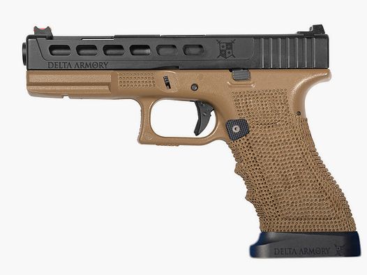 P06 GBB Airsoft Pistole mit Grip Stippling in Tan | Delta Armory