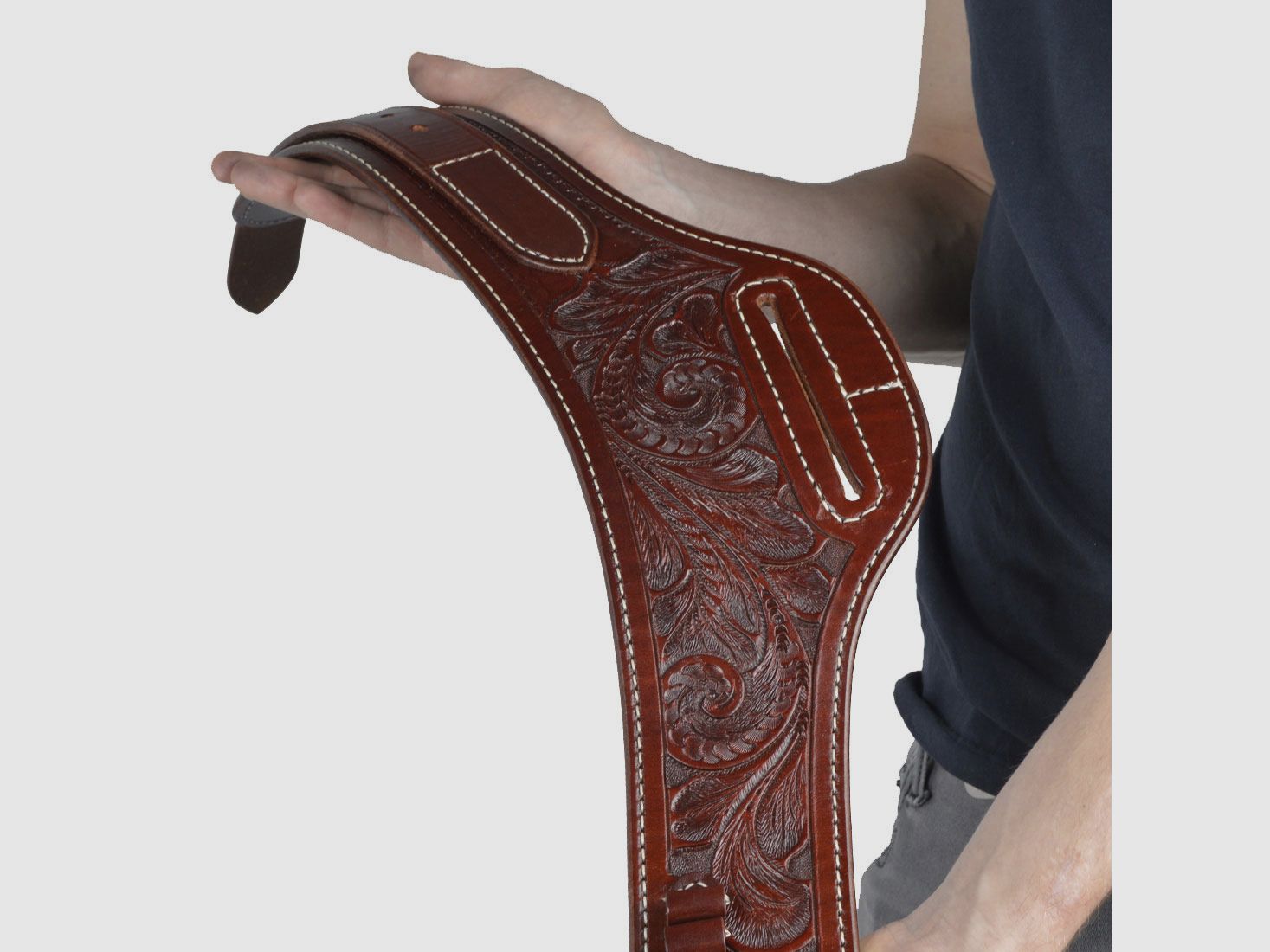 Custom Belt Buscadero Large .44/.45 Brown RH, image 3 sur 8