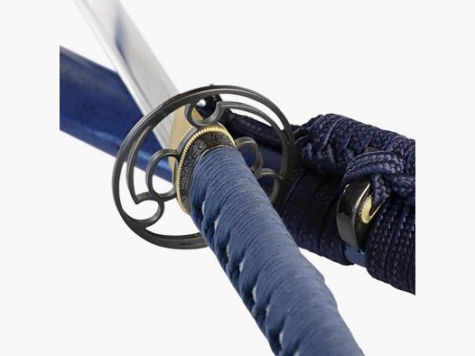 Blue katana with sharp blade made of 9260 spring steel Saya with Ishime lacquer