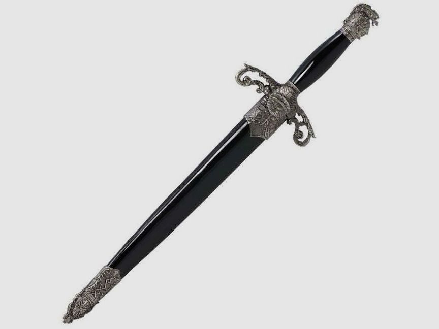 Ritter Dolch mit Scheide Parierstange gebogen