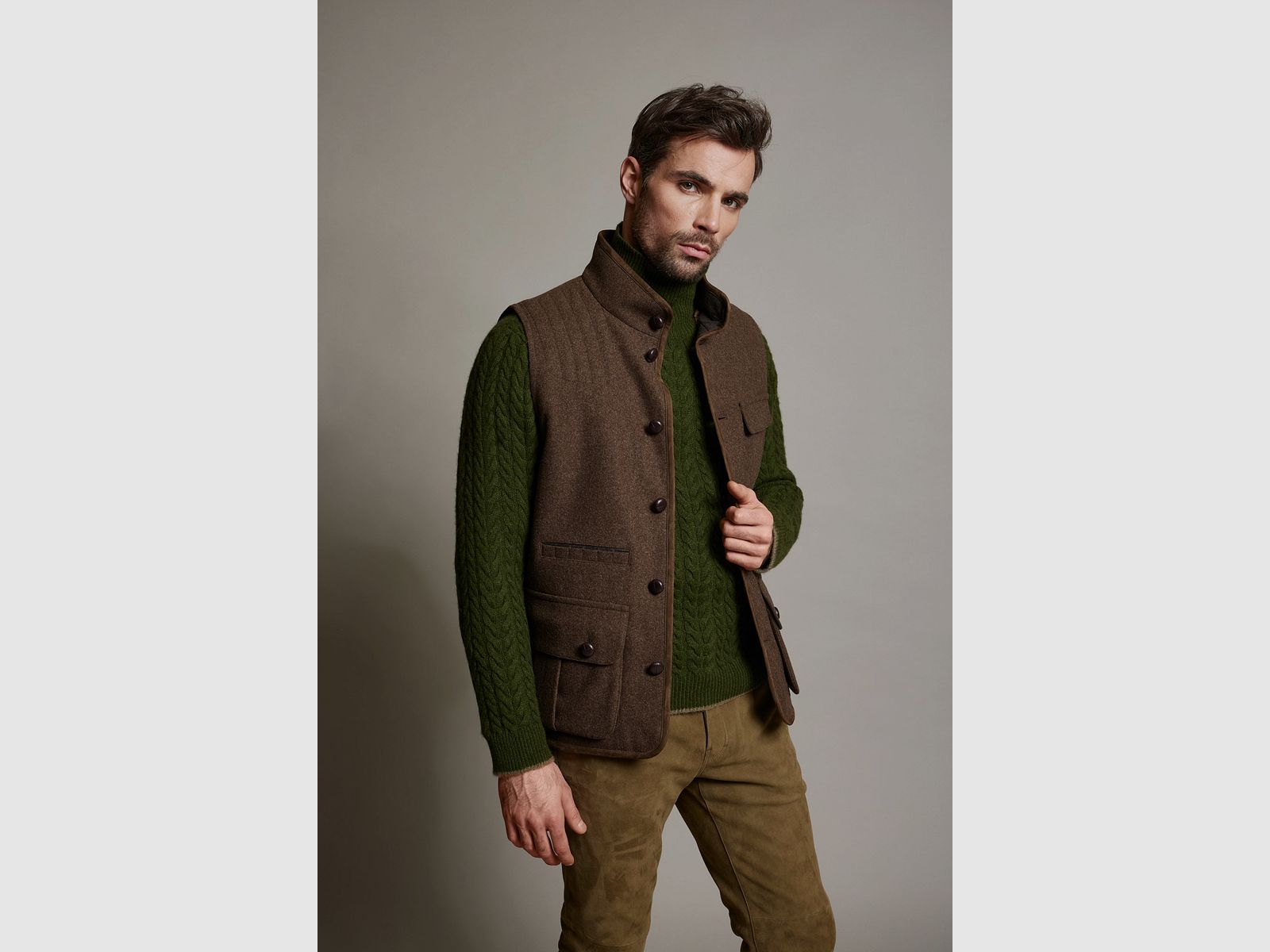 Habsburg Loden Gilet Ambros en Brun, image 1 sur 3