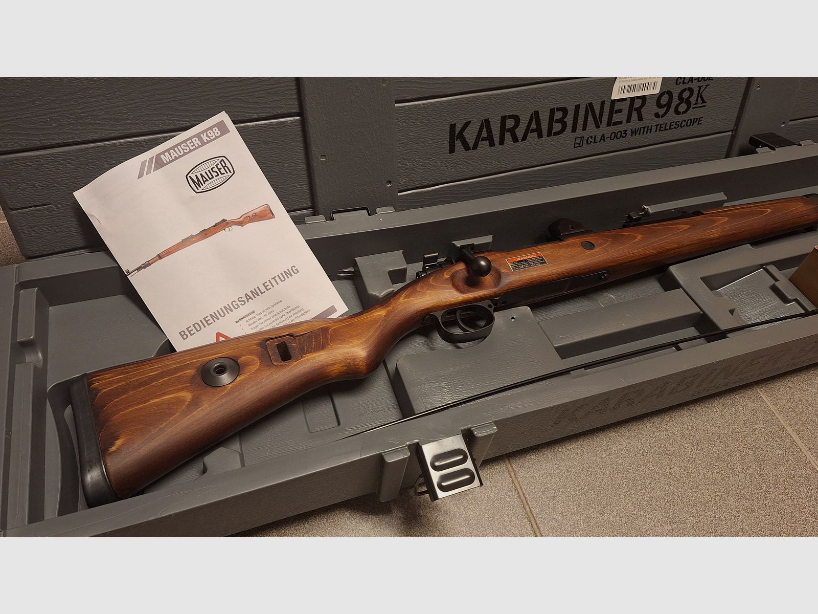 Ares Mauser Karabiner 98K acero rifle de cerrojo con ZF39 6mm BB madera real + caja de armas - ¡NUEVO!