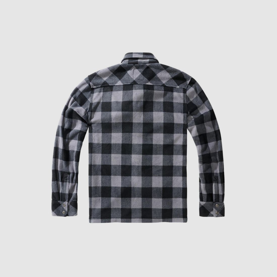 Jeff Brandit® Herren Fleecehemd - Grau/Schwarz mit langen Ärmeln, Bild 2 von 8