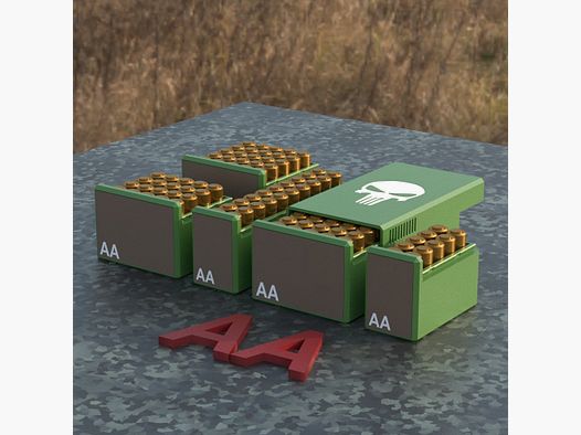 Filamelt ammunition box / ammo box AA battery box - cartridge box for 50 batteries, made in Germany