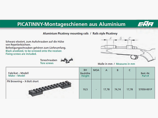 Recknagel (Weaver) Picatinny Schiene für FN-Browning X-Bolt | Short (.308 Win.) inkl. Schrauben NEU!