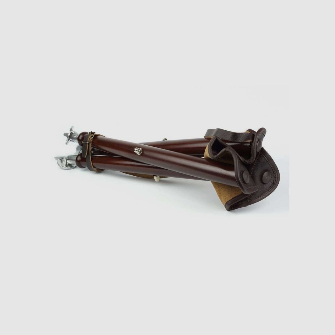 Sgabello in Legno e Pelle - 3 Gambe - Acciaio, immagine 4 di 9