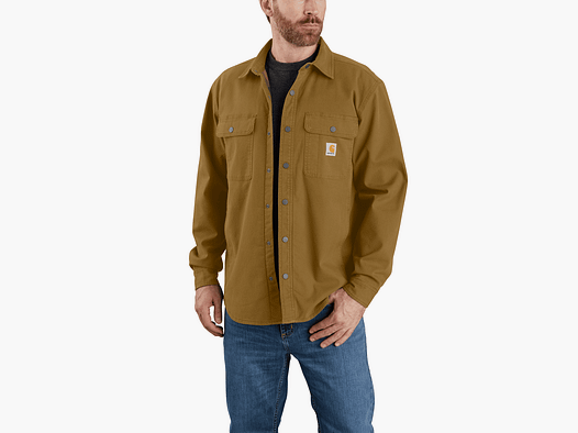 Carhartt Rugged Flex™ Relaxed Fit Canvas Fleece-Lined Shirt Jac Men Oak Brown 2XL