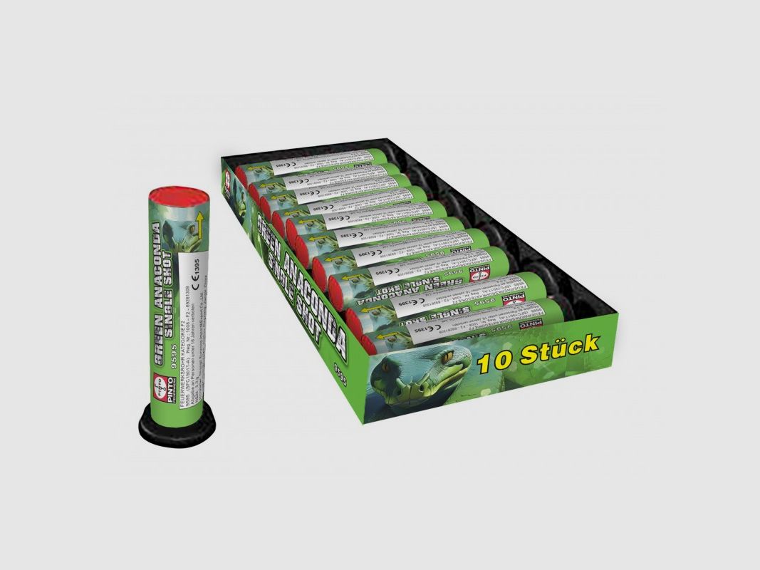 FUOCHI D'ARTIFICIO PETARDI GREEN ANACONDA 10 PZ CAT F2