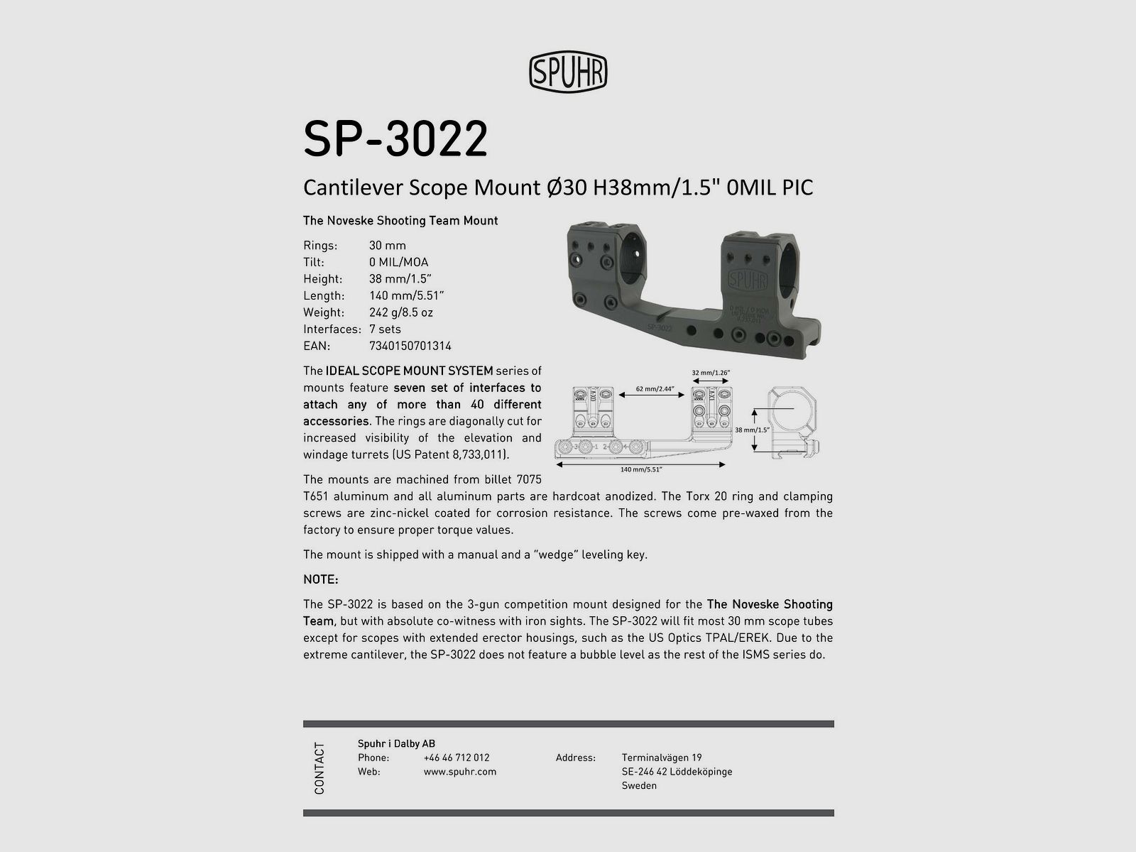 SPUHR SP-3022 Ø30 H38MM 0MIL PIC FDE, Bild 2 von 2