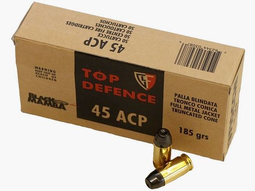 Munición FIOCCHI BlackMamba – 45 ACP – 185 grains – blindada troncocónica