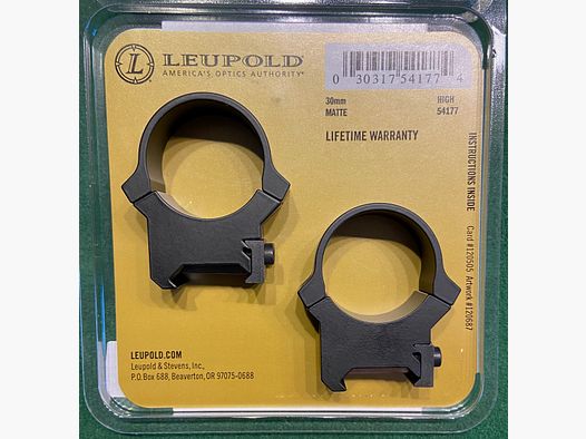 Leupold  Picatinny RINGE 30mm High (H=12,18mm) Stahl, Matt