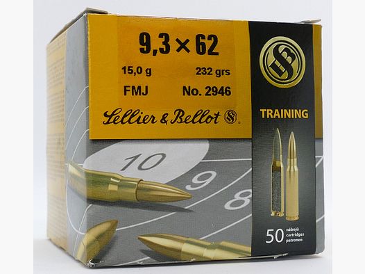 Sellier & Bellot 9,3x62 FMJ 15,0g/232gr Cartucce per fucile