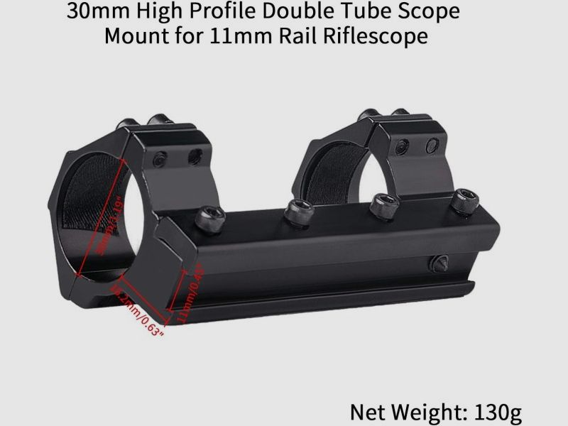 Double mounting rings for 11 mm rail, 30 mm diameter