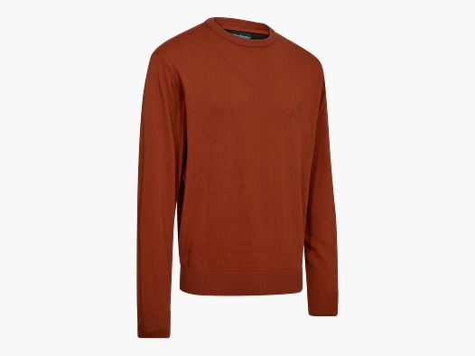 Harrington knitted pullover with round neck - Oak Rust Melange - Size: S