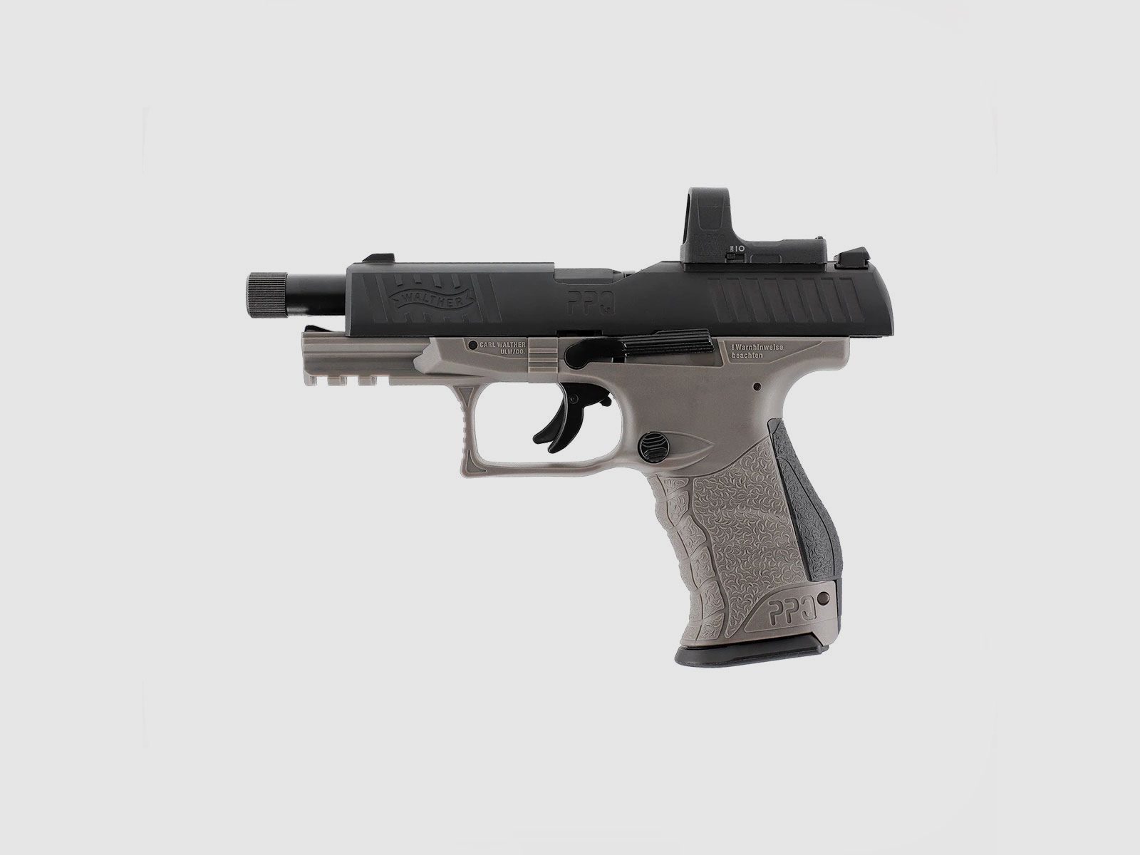 CO2-PISTOLE – UMAREX – WALTHER PPQ M2 Q4 TAC Combo 4,6″ Set 4,5 mm (.177) Pellet, CO₂, < 3,0 J, Tungsten-Grau, Bild 4 von 7