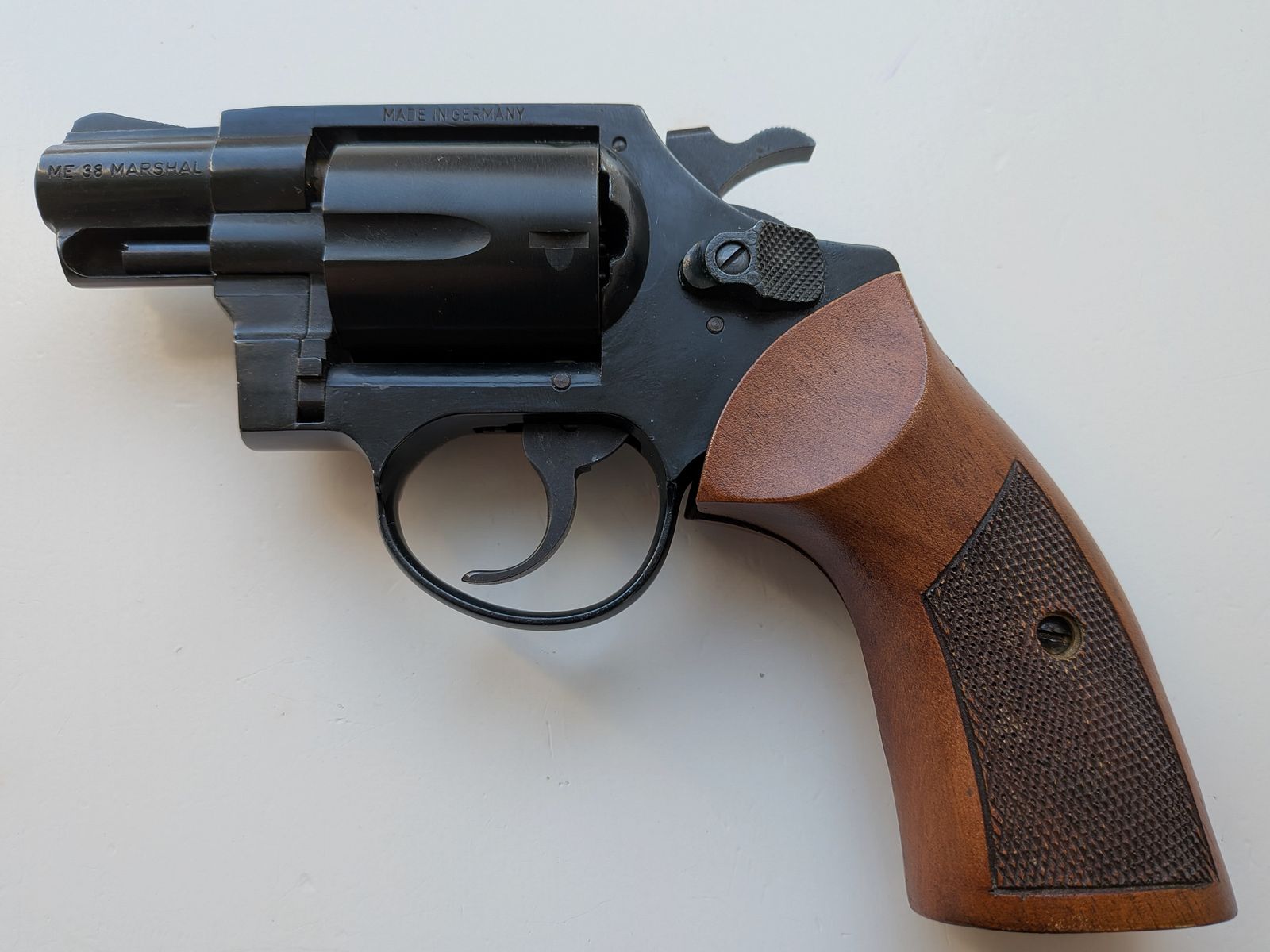 ME 38 Marshal - Revolver - PTB 203/2 - 9mm Knall - Holzgriff - SSW
