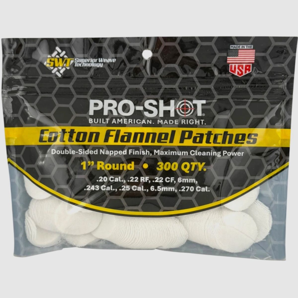 PRO SHOT 1" runde Baumwoll-Patches .22 - .270 Kal